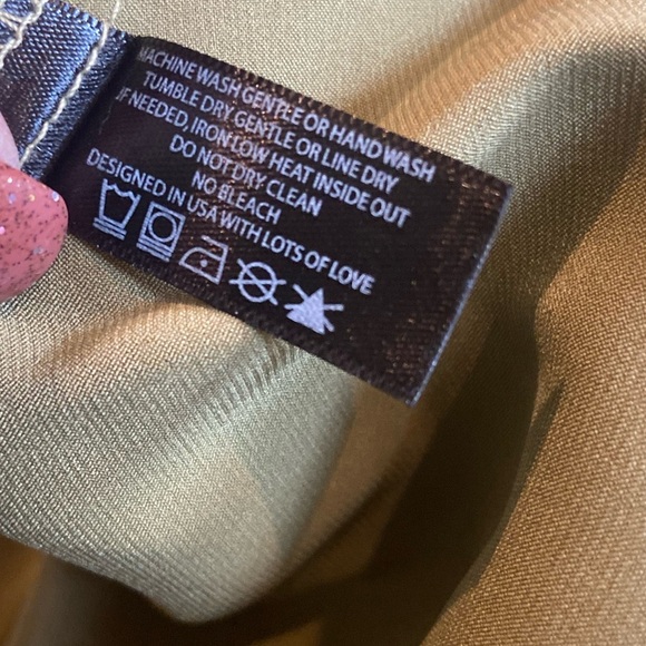 Kilo Brava~For Playful Promises~Olive~Relaxed Fit~Slip Dress~Leg Slit~Size 2X - Picture 16 of 16